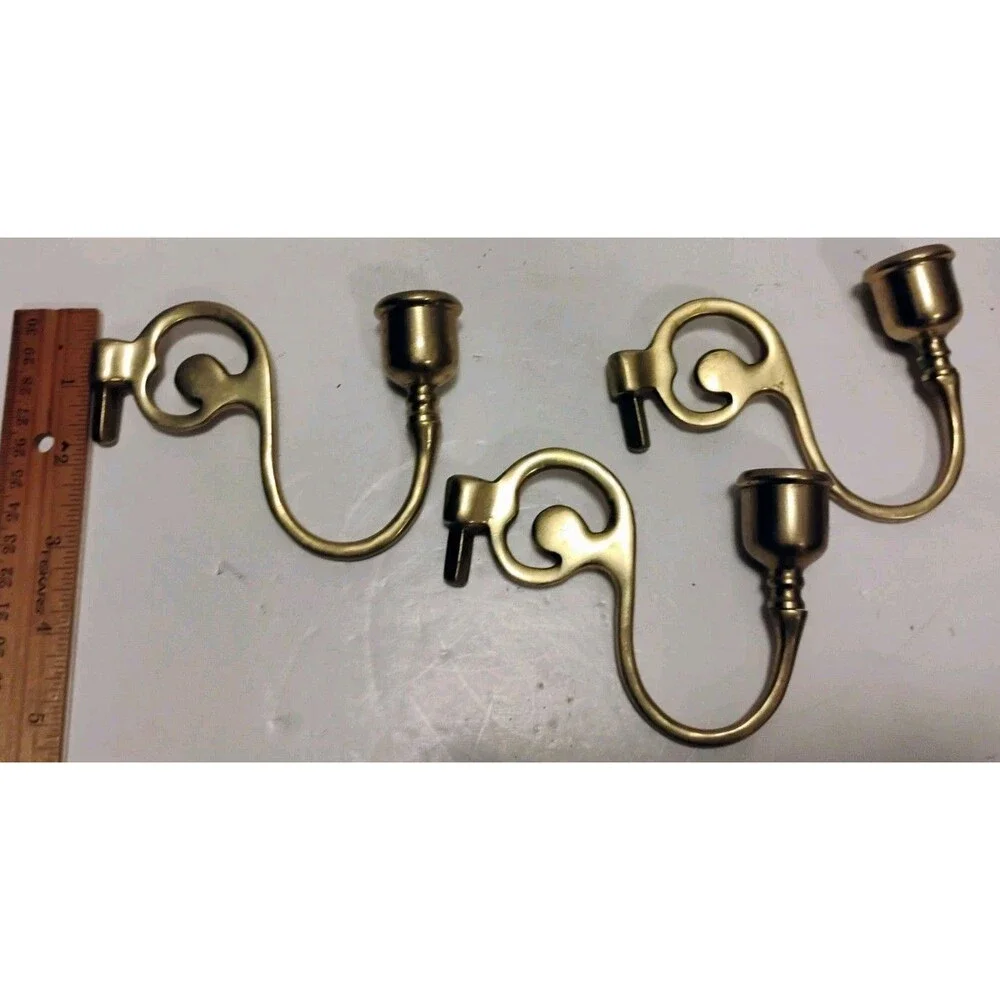 Lot of 3 Vtg Solid Brass Replacement Chandelier Arms Scroll Candelabra Parts